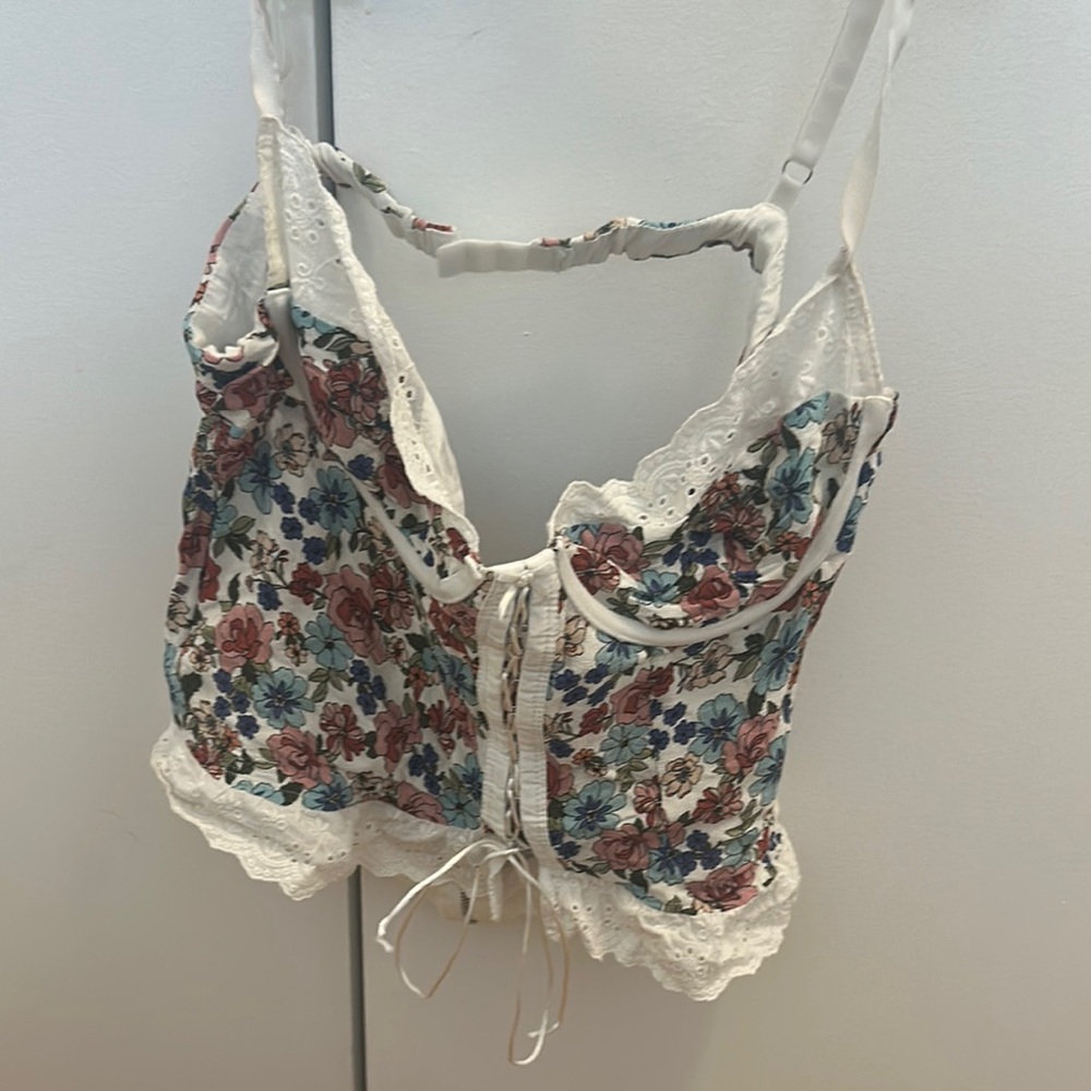 Floral Lace Trim corset top